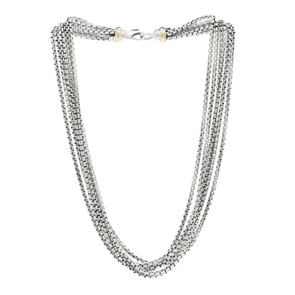David Yurman Sterling Silver 14K Yellow Gold Multi Box Chain Necklace 3 of 4