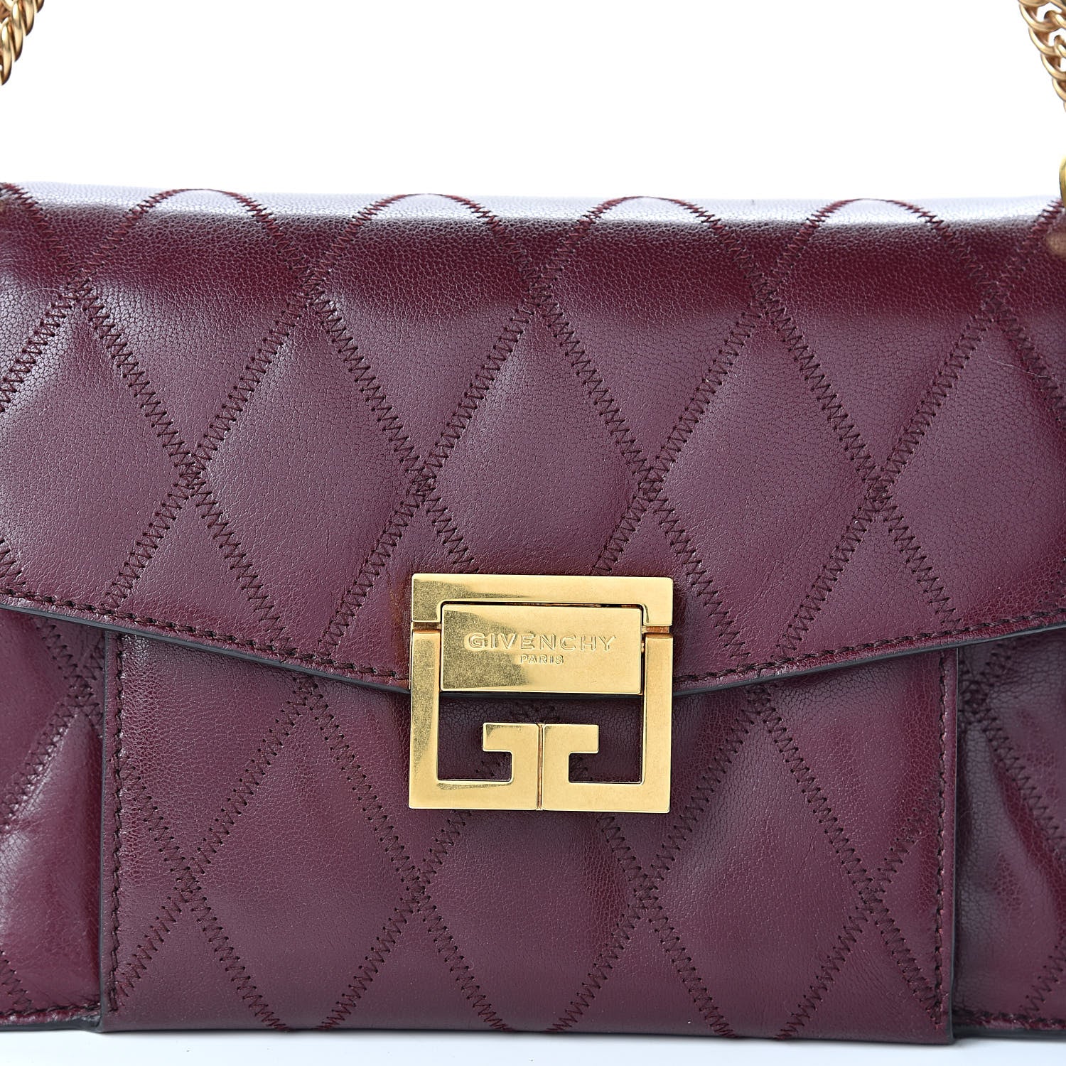 Givenchy Goatskin Quilted Small GV3 Shoulder Bag Aubergine 8 of 12