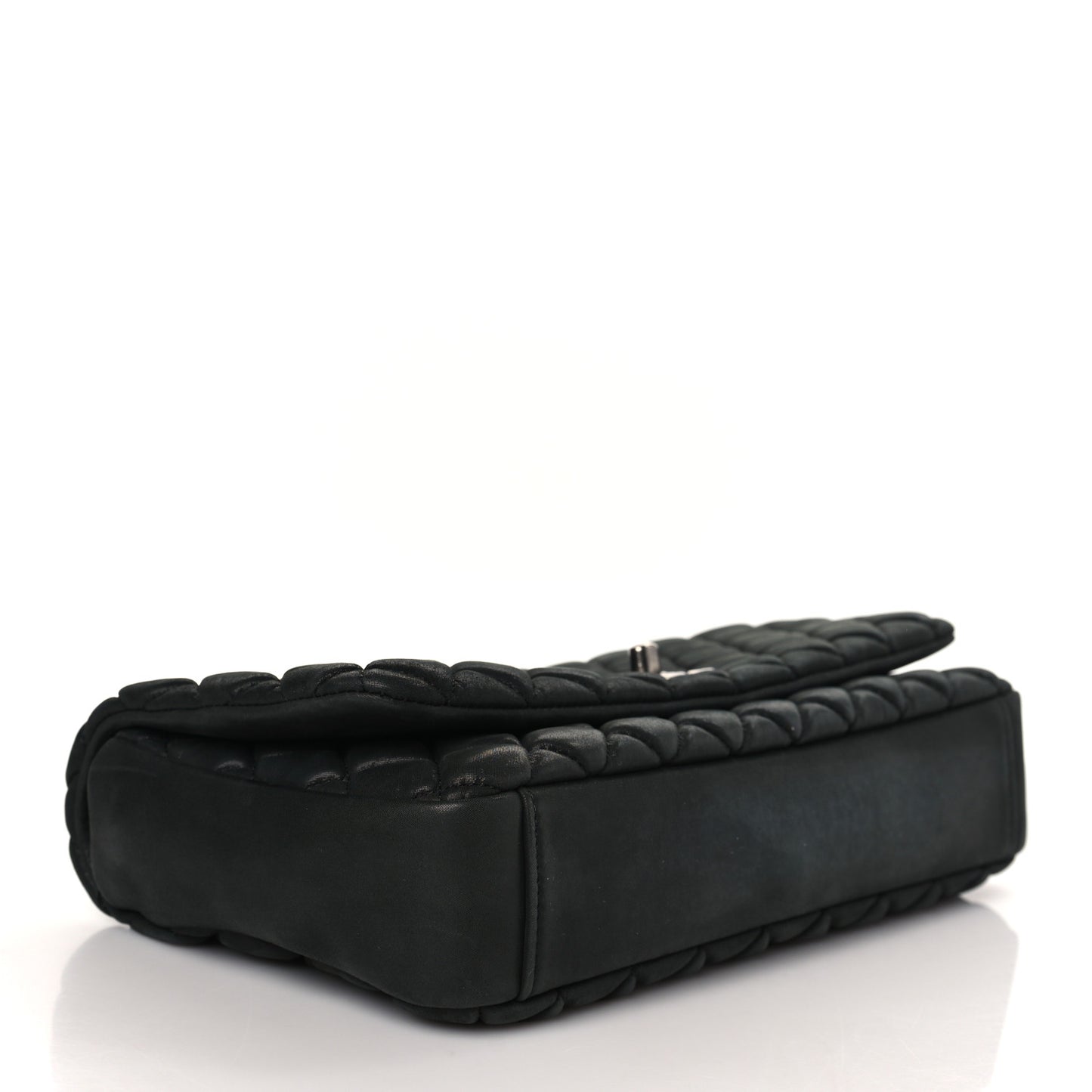 Iridescent Calfskin Small New Bubble Quilt Flap Black