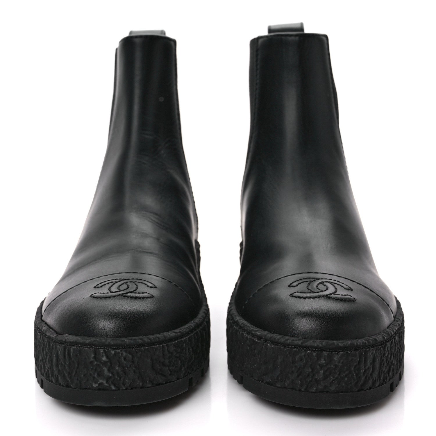 Chanel Calfskin Cap Toe CC Ankle Boots 37 Black 2 of 8