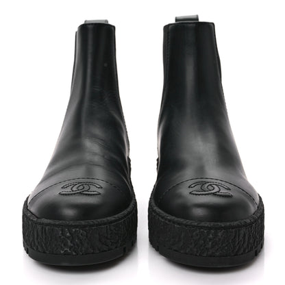 Chanel Calfskin Cap Toe CC Ankle Boots 37 Black 2 of 8