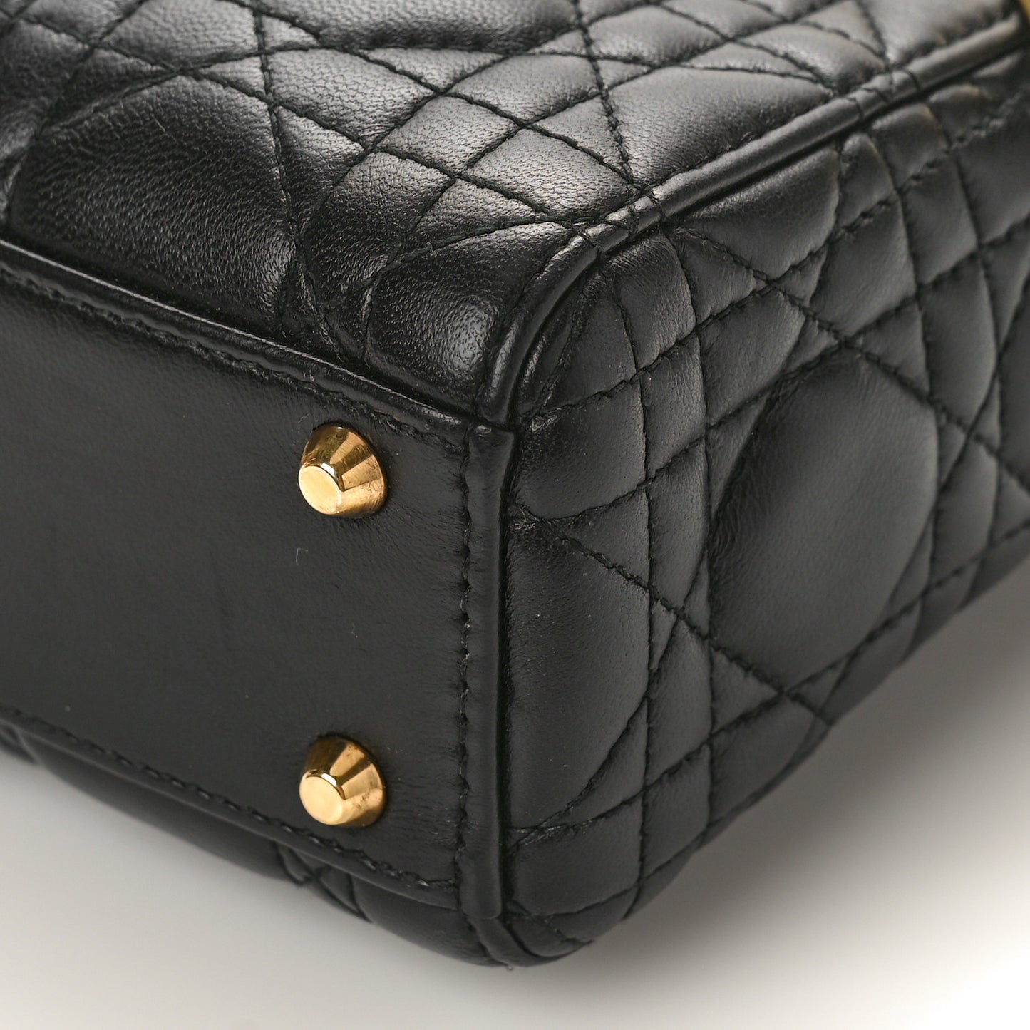 Lambskin Cannage Mini Lady Dior Black