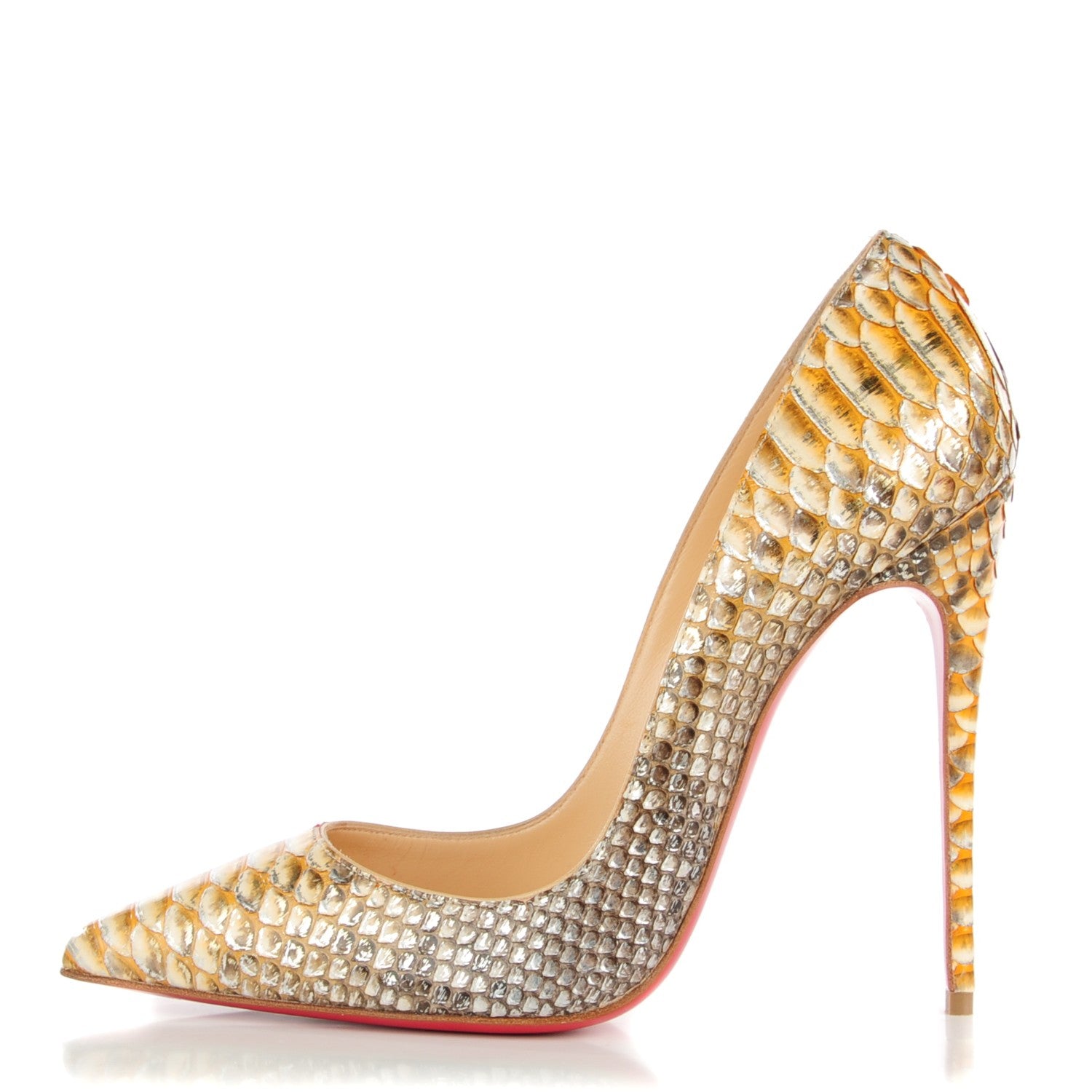 Christian Louboutin Metallic Python So Kate 120 Pumps 37.5 Gold 1 of 8