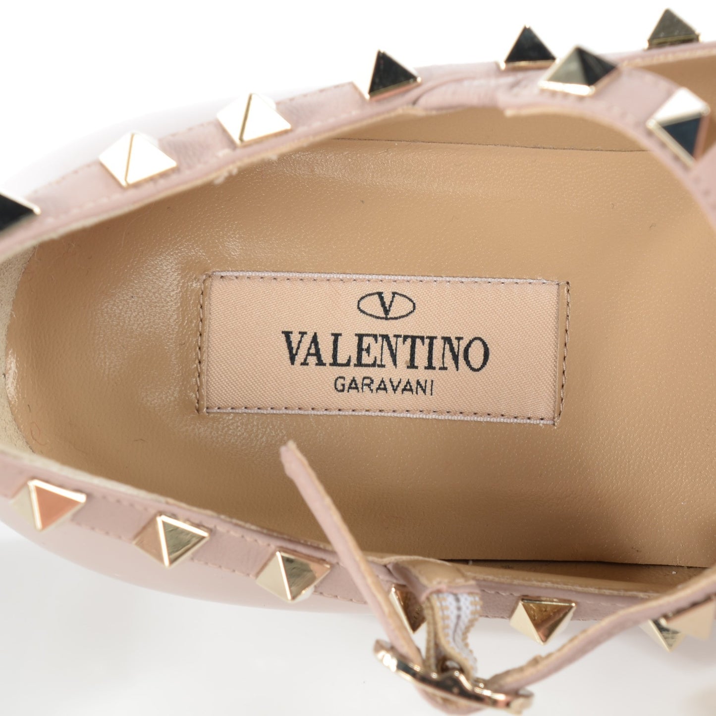 Patent Rockstud Cage Ballerina Flats 37.5 Poudre