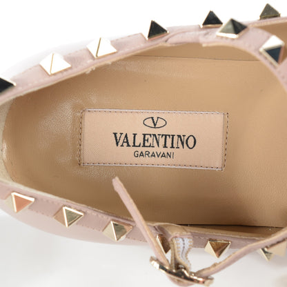 Valentino Garavani Patent Rockstud Cage Ballerina Flats 37.5 Poudre 8 of 9