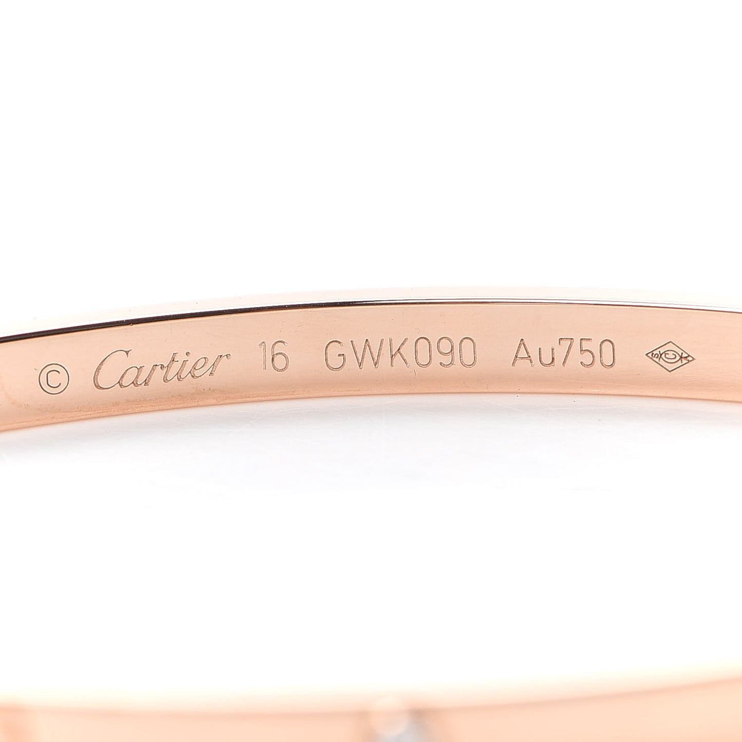 18K Pink Gold 6 Diamond Small LOVE Bracelet 16