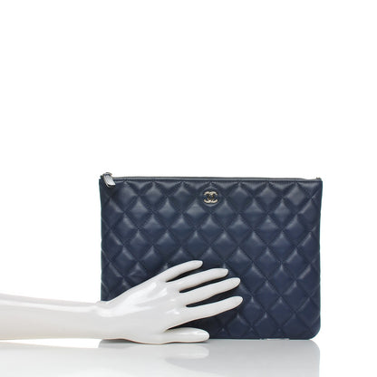 Chanel Lambskin Quilted Medium Cosmetic Case Navy 2 of 8