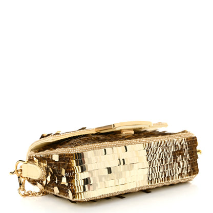 Fendi Sequin Paillettes Vitello Grace Sex and the City Mini Baguette Oro Chiaro 4 of 10
