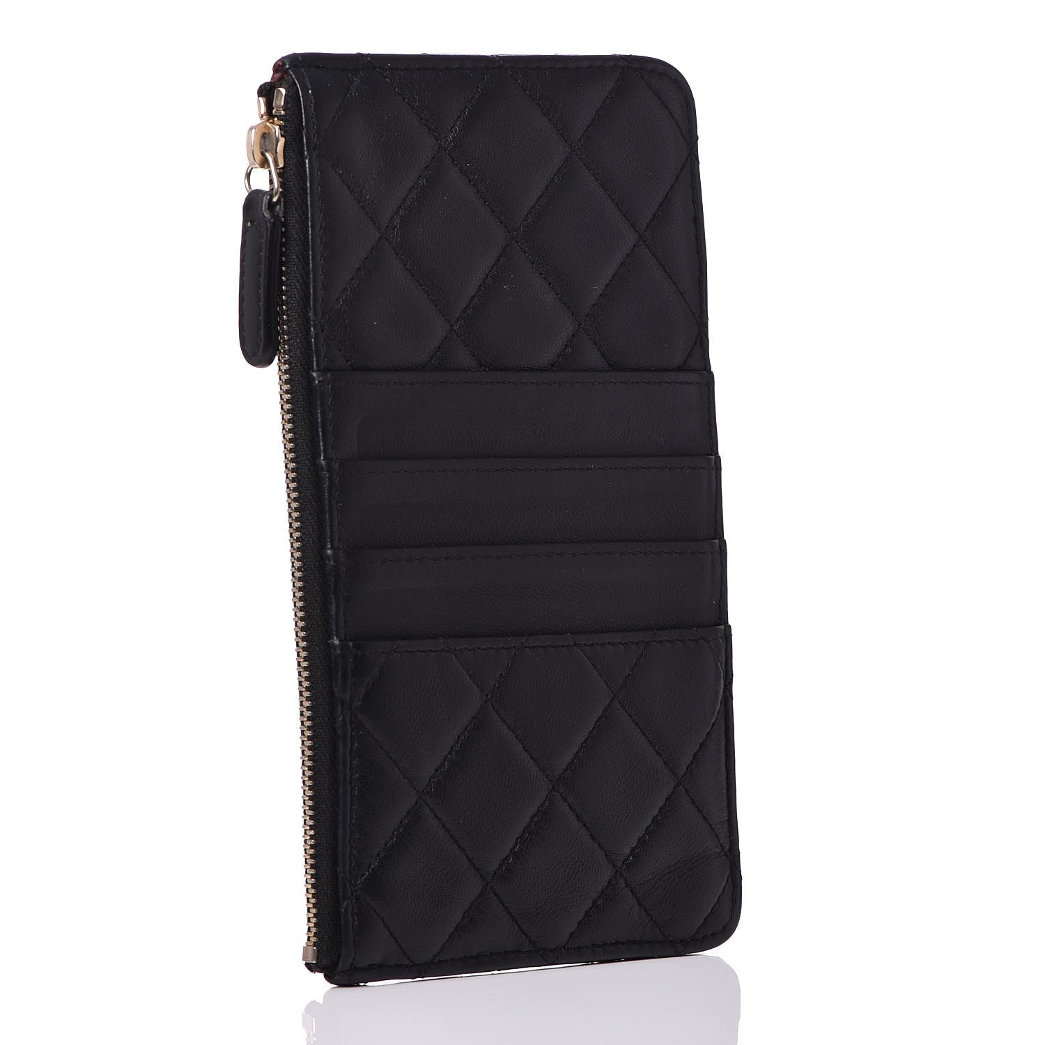 Chanel Lambskin Quilted Classic Flat Wallet Pouch Black 3 of 11
