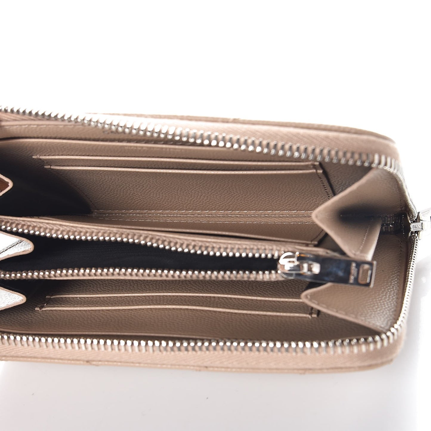 Grain De Poudre Matelasse Chevron Monogram Zip Around Wallet Dark Beige
