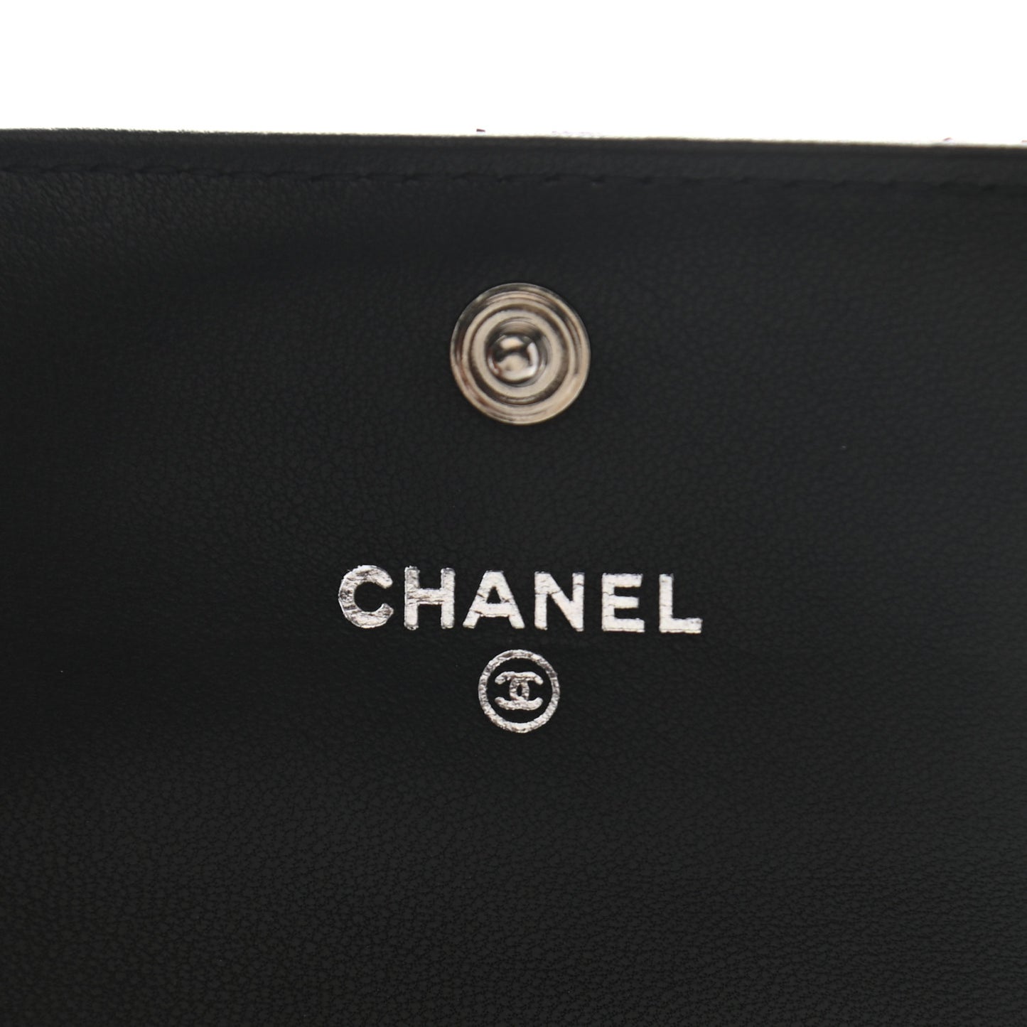 Lambskin Quilted Flap Card Holder Black