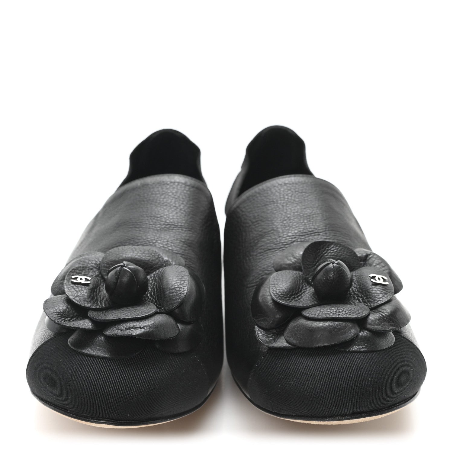 Chanel Calfskin Grosgrain Camellia Mocassin Loafers 41 Black 3 of 11