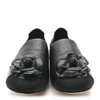 Chanel Calfskin Grosgrain Camellia Mocassin Loafers 41 Black 3 of 11
