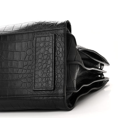 Saint Laurent SAINT LAURENT Calfskin Crocodile Embossed Large Souple Sac De Jour Black 10 of 10