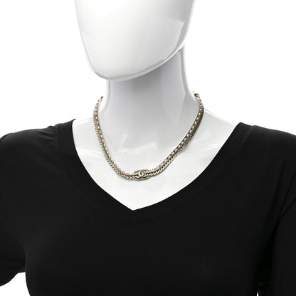 Chanel Metal Lambskin Crystal CC Choker Gold White 2 of 7