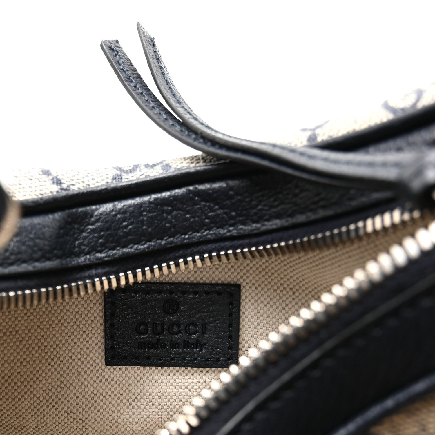 Gucci GG Supreme Monogram Textured Calfskin Web Small Attache Shoulder Bag Beige Blue 6 of 11