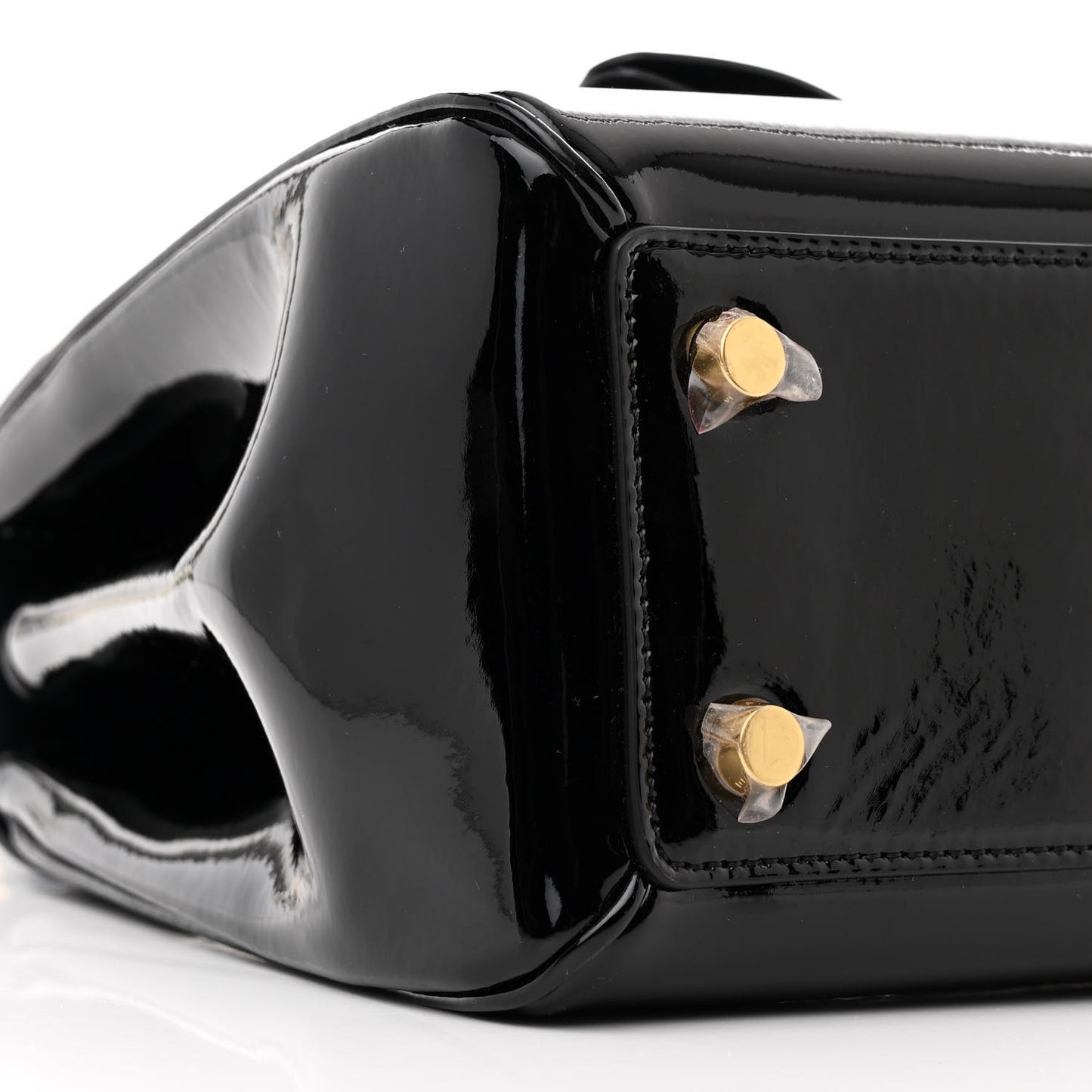 Patent Calfskin Small 16 Top Handle Bag Black