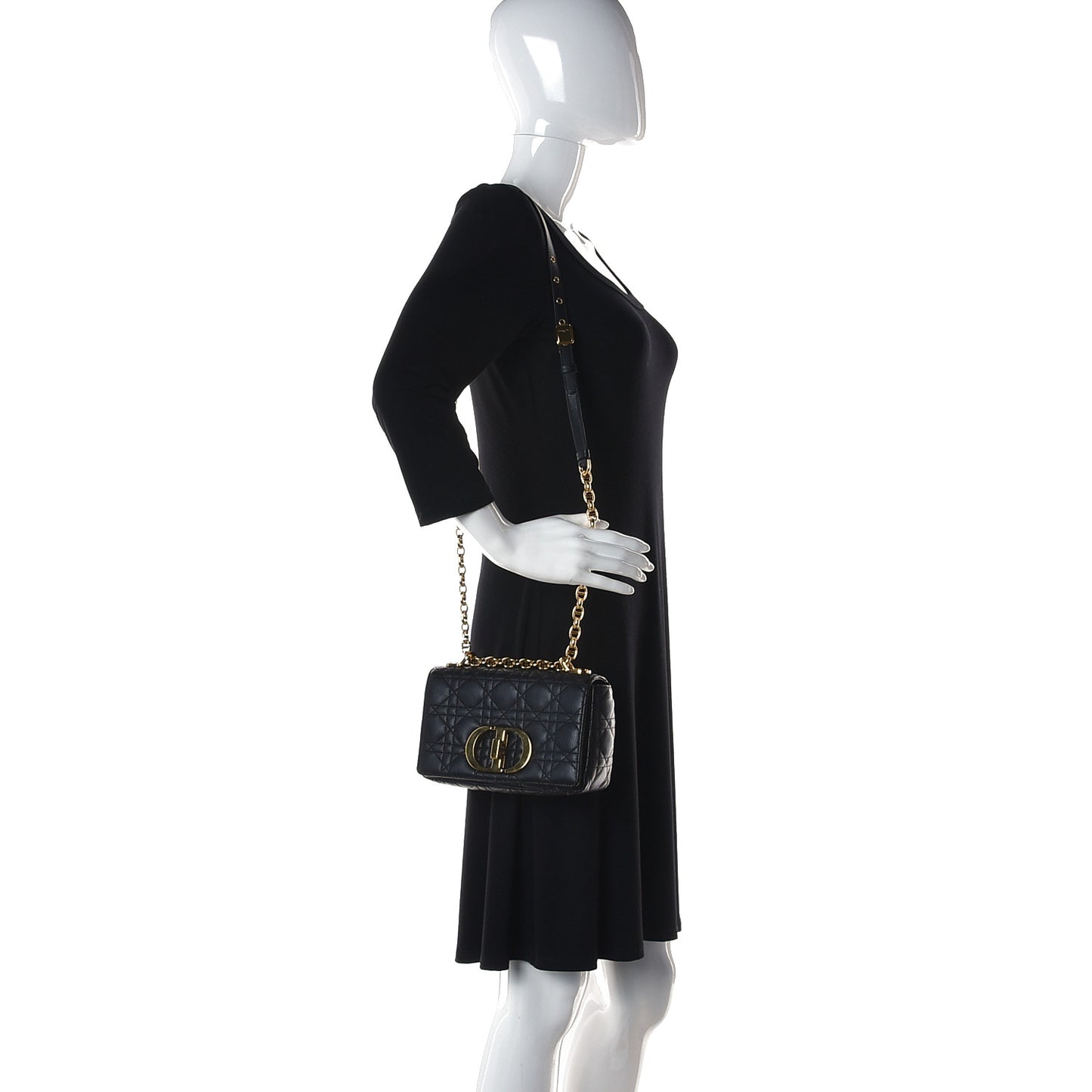 Calfskin Cannage Small Caro Bag Black