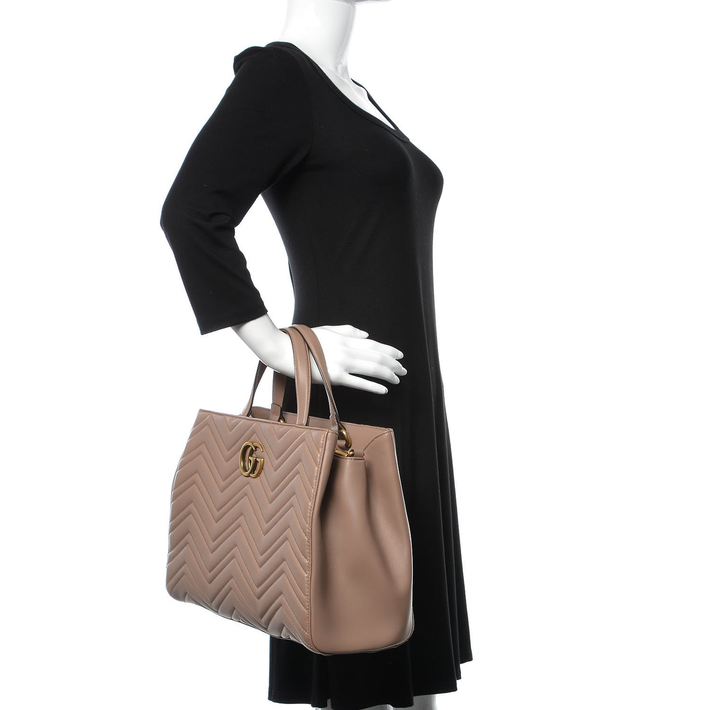 Calfskin Matelasse Medium GG Marmont Tote Porcelain Rose