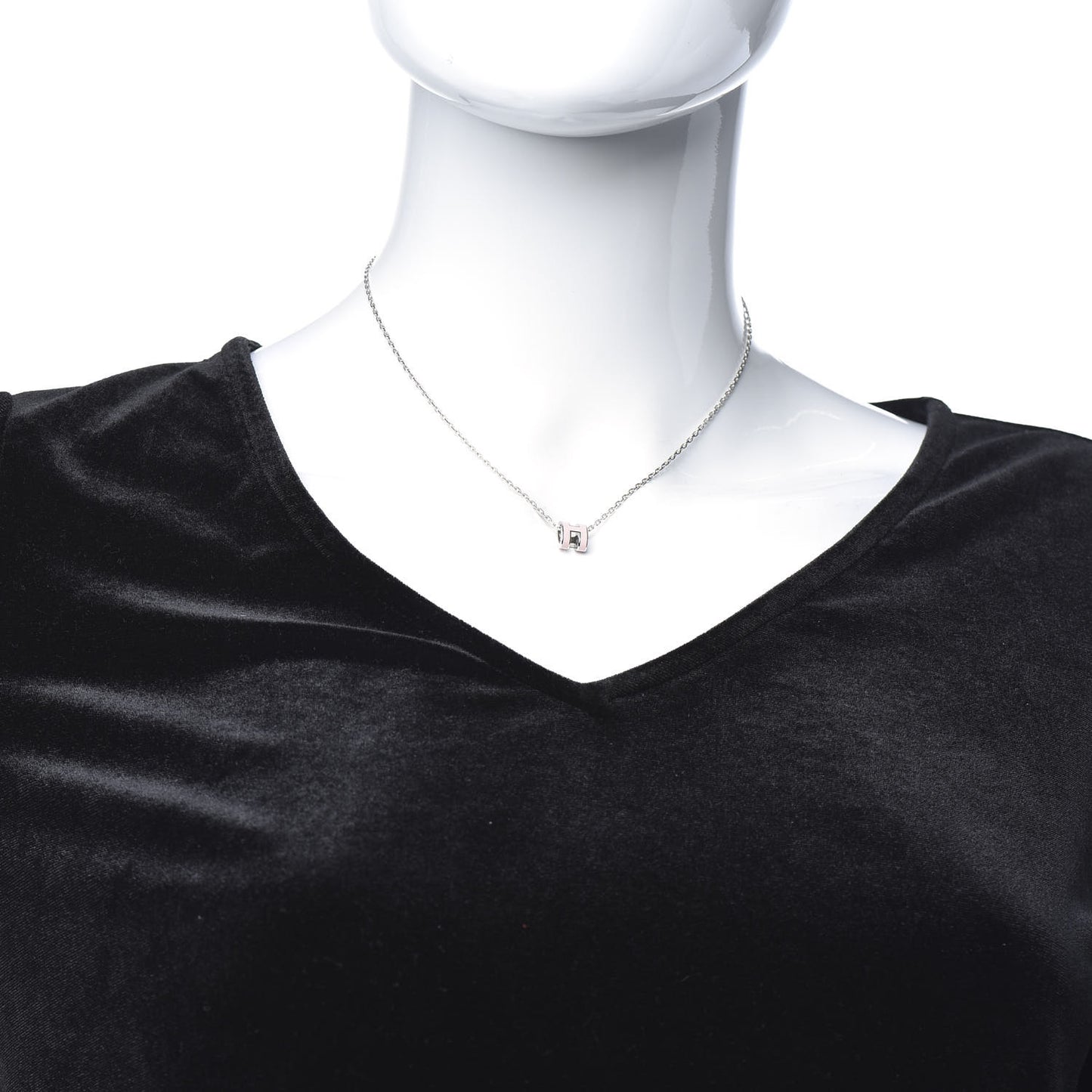 Lacquered Palladium Pop H Pendant Necklace Rose Dragee
