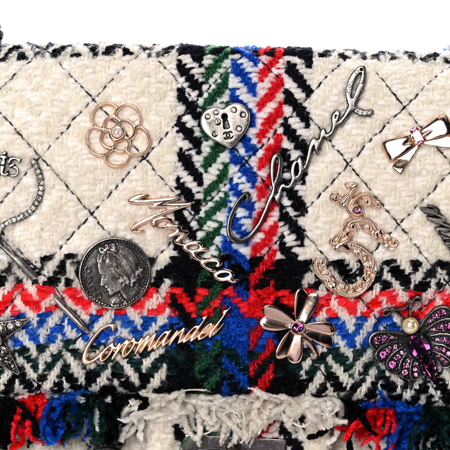 Chanel Tweed Quilted Embellished 2.55 Reissue 225 Flap White Multicolor 23 of 25