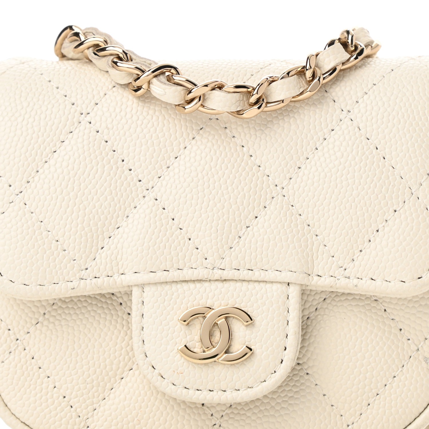 Chanel Caviar Quilted Mini Clutch With Chain White 9 of 12