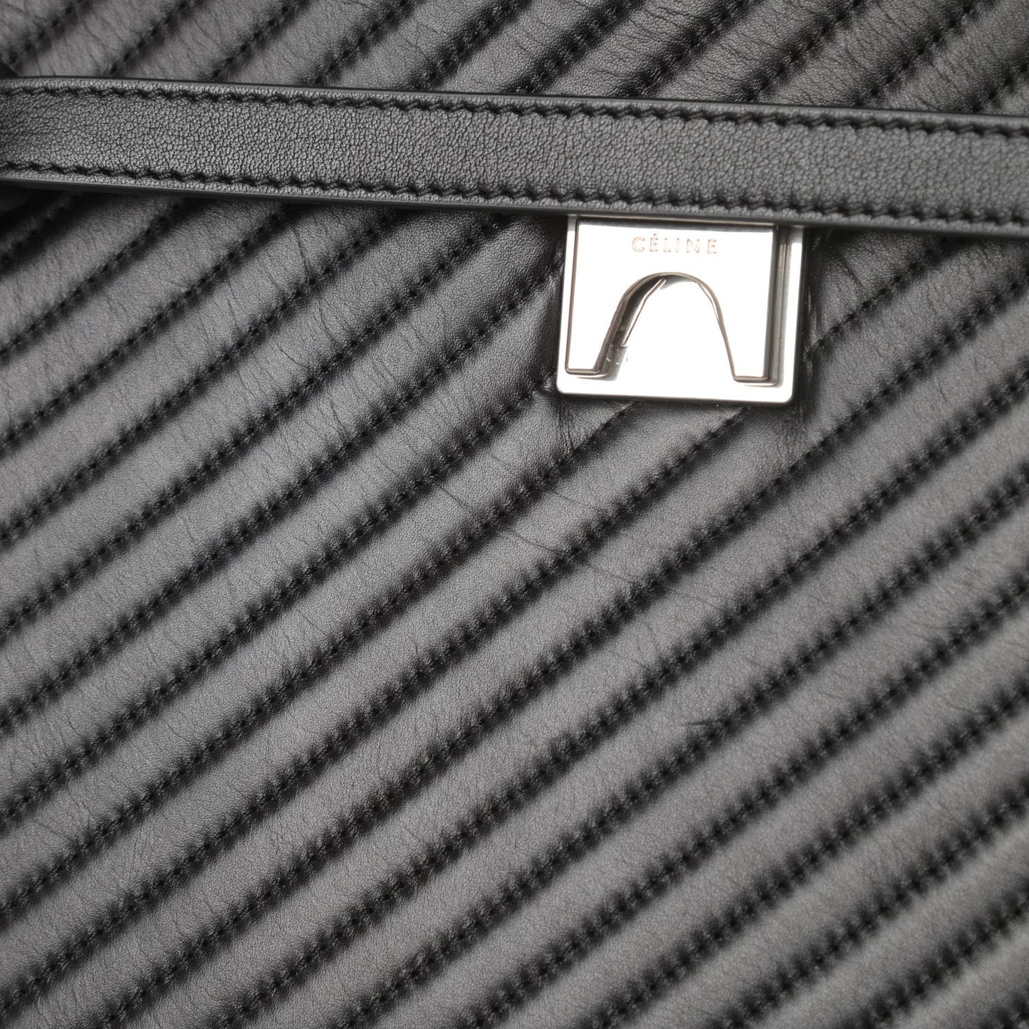 Calfskin Diagonal Quilted Mini Belt Bag Black