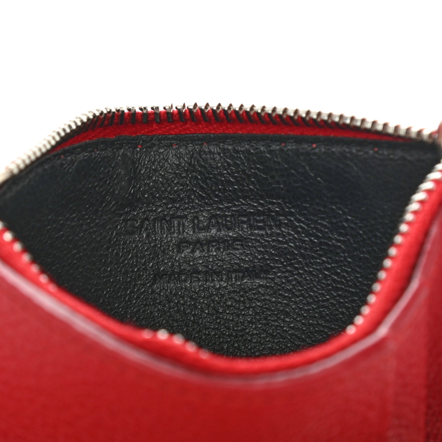Grained Calfskin 5 Fragments Zip Pouch Card Holder New Red