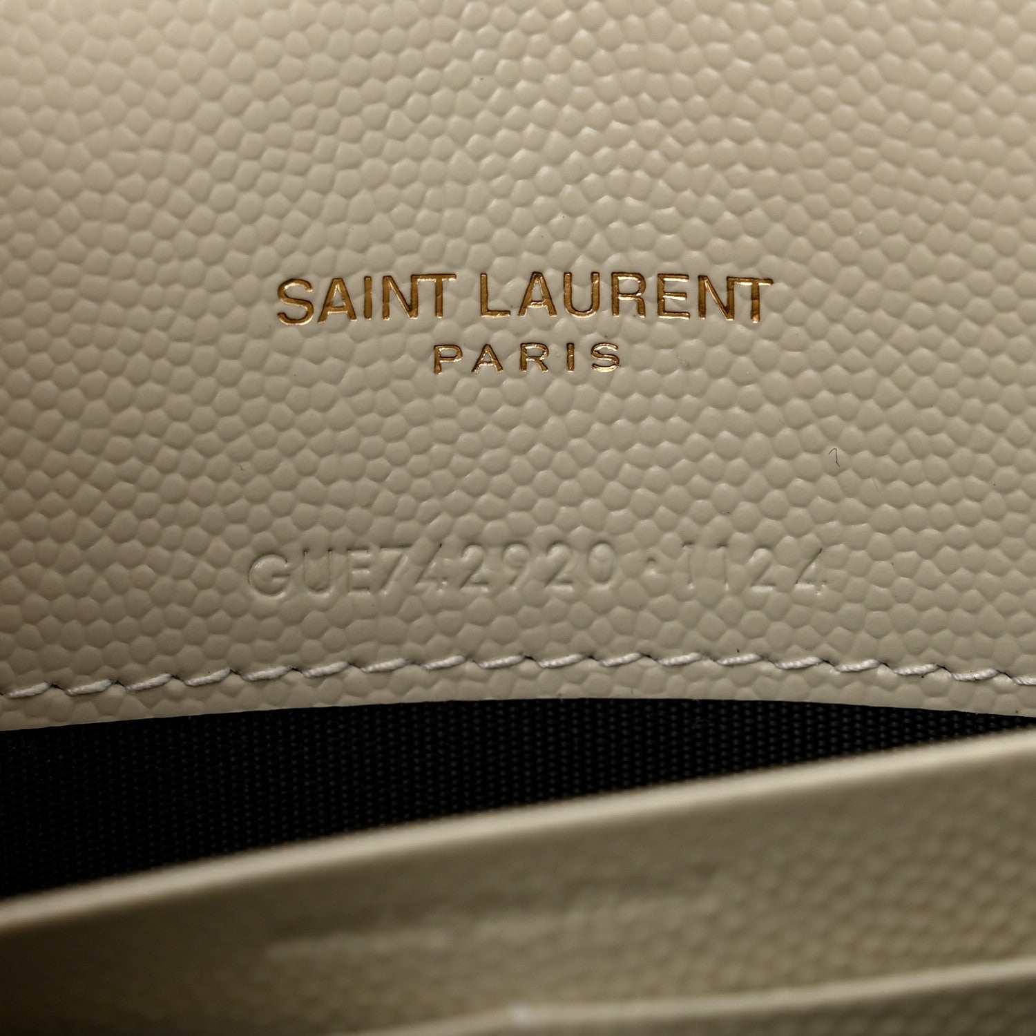 Saint Laurent Grain De Poudre Matelasse Chevron Monogram Envelope Chain Wallet Crema Soft 7 of 12