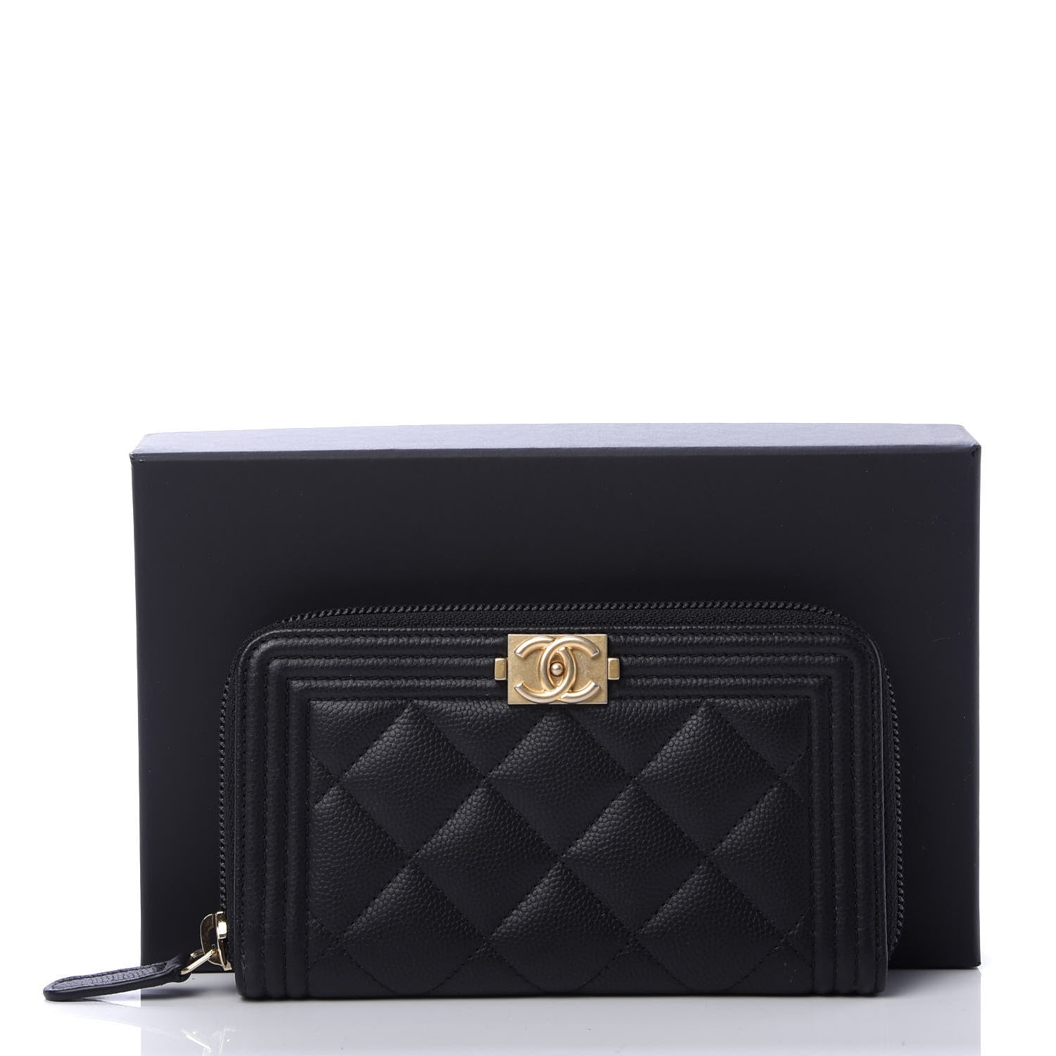 Chanel Caviar Quilted Small Boy Zip Around Wallet Black 9 of 9