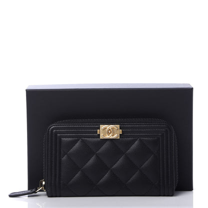 Chanel Caviar Quilted Small Boy Zip Around Wallet Black 9 of 9