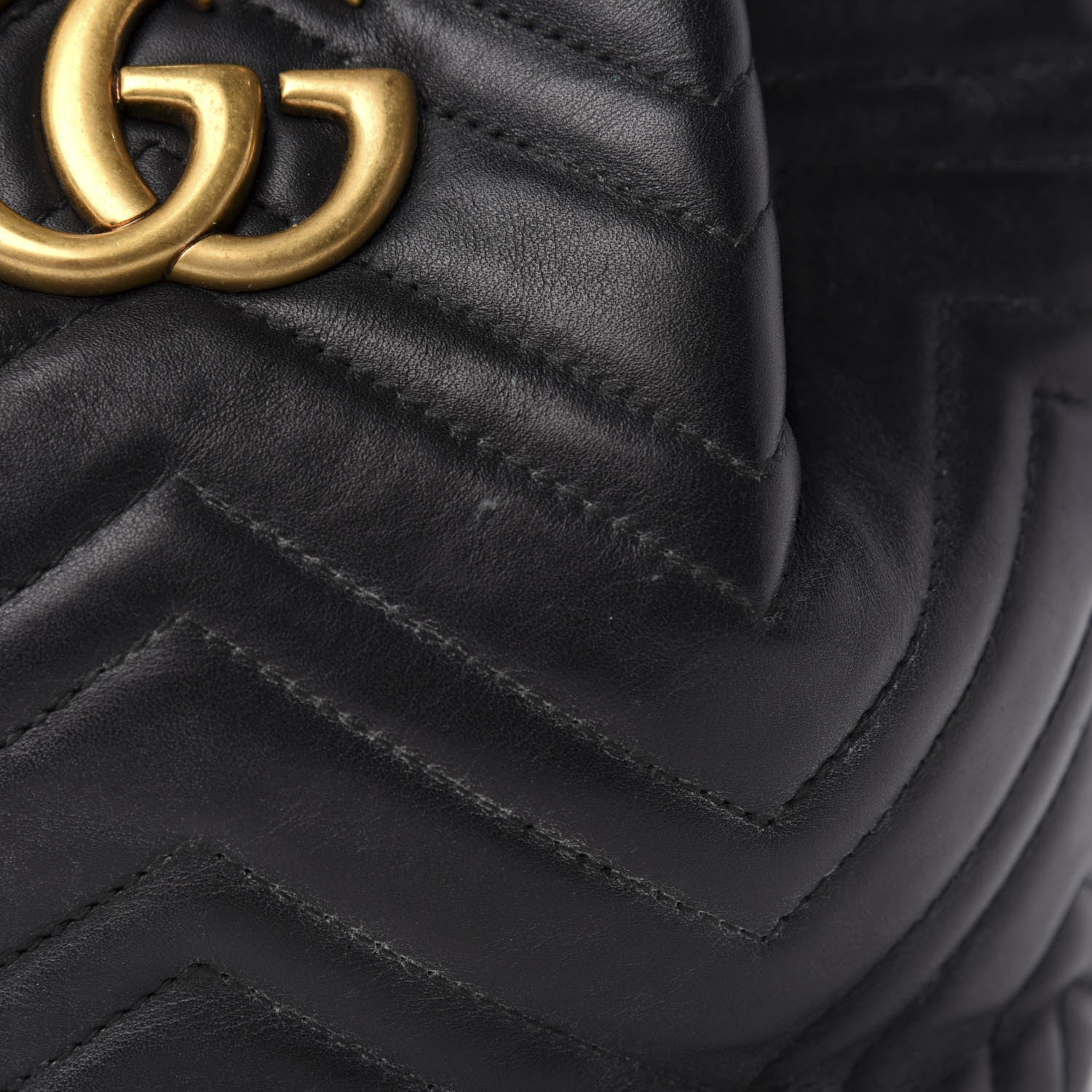Gucci Calfskin Matelasse Sylvie Web GG Marmont Bucket Bag Black 11 of 11