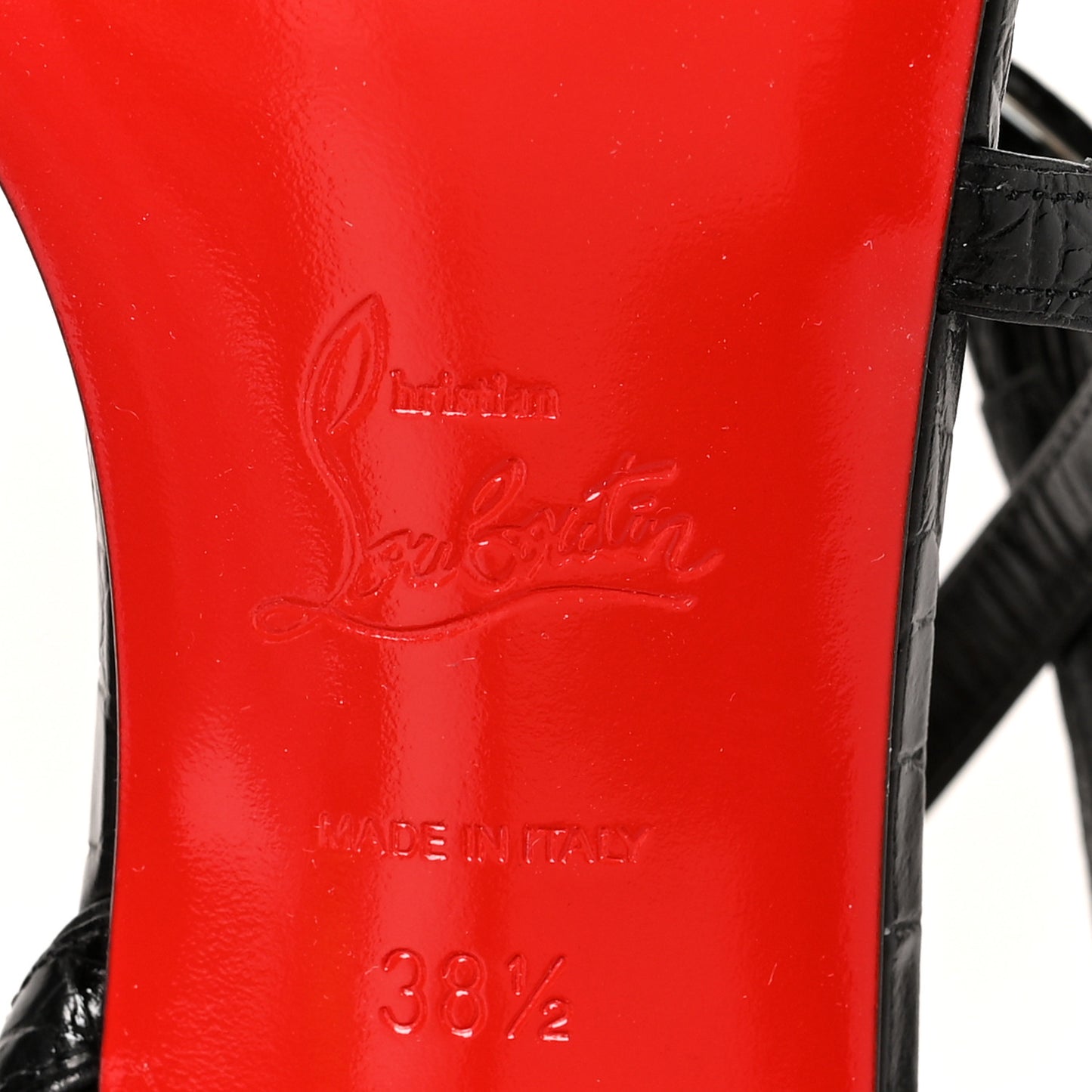 Calfskin Alligator Embossed Selima 85 Sandals 38.5 Black