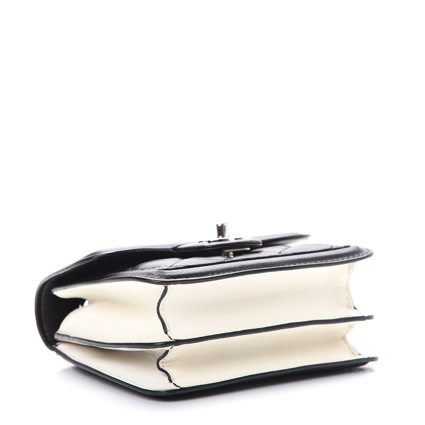 Lambskin Quilted Mini Graphic Flap Bag Black White