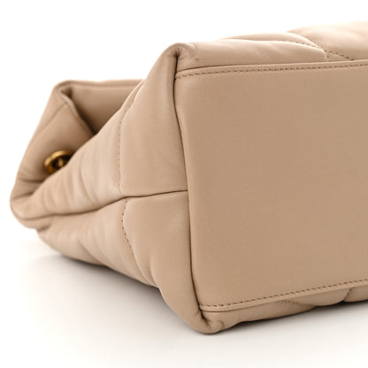 Saint Laurent Lambskin Quilted Medium Loulou Puffer Monogram Chain Satchel Dark Beige 9 of 12