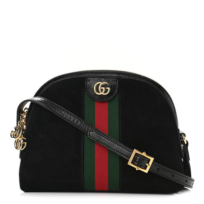 Gucci Suede Patent Web GG Small Ophidia Dome Shoulder Bag Black 1 of 10