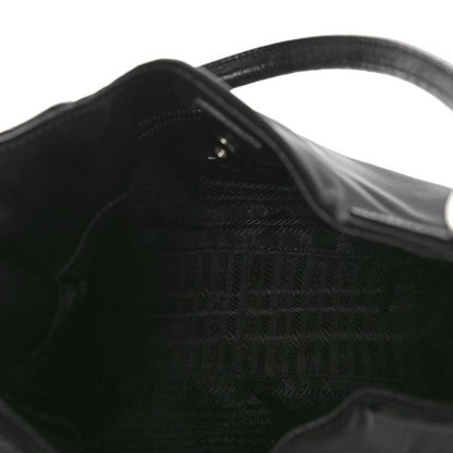Prada Tessuto Nylon Calfskin Shoulder Bag Black 5 of 8