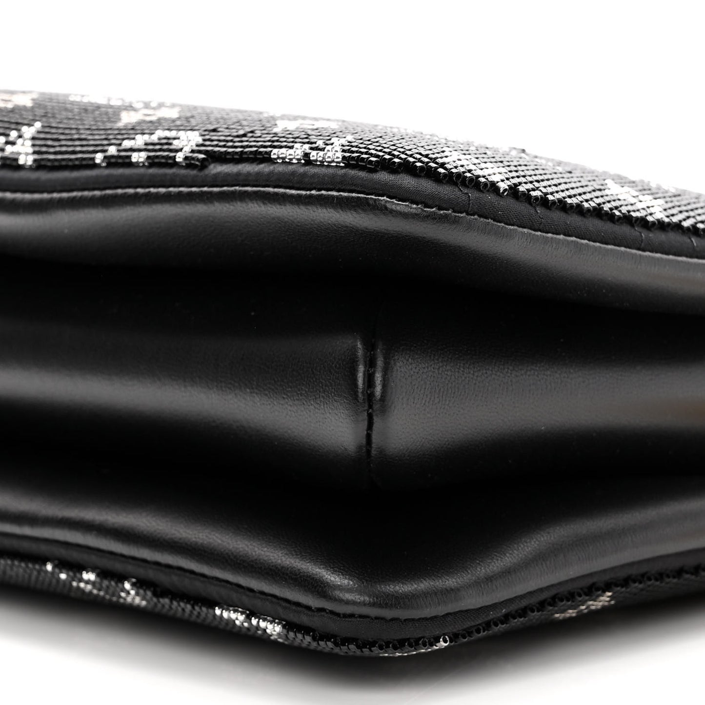 Satin Beaded Embroidered Monogram Coussin BB Black