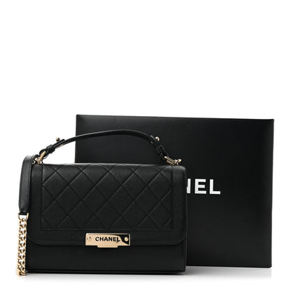 Chanel Grained Calfskin Quilted Medium Label Click Flap Bag Black 14 of 14