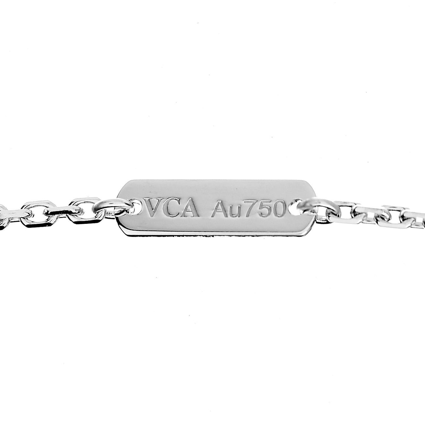 18K White Gold Mother of Pearl Vintage Alhambra Pendant Necklace