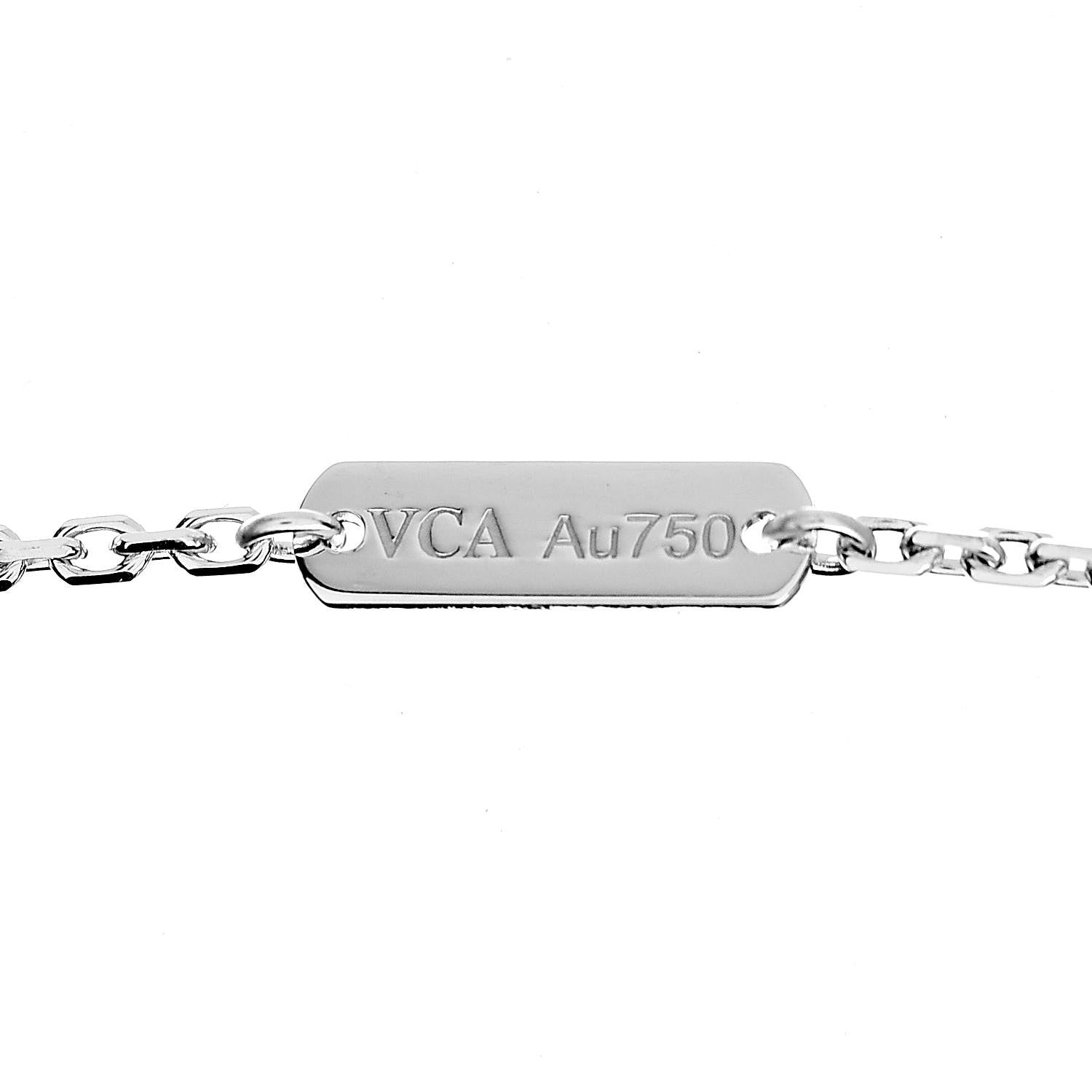Van Cleef & Arpels 18K White Gold Mother of Pearl Vintage Alhambra Pendant Necklace 6 of 7