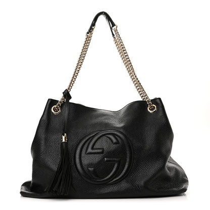 Gucci Pebbled Calfskin Large Soho Chain Shoulder Bag Black 1 of 11