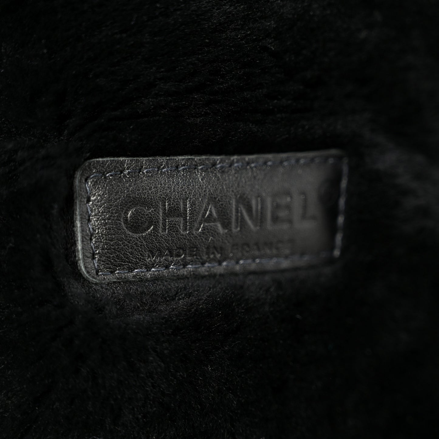 Shearling Quilted Medium Single Flap Black