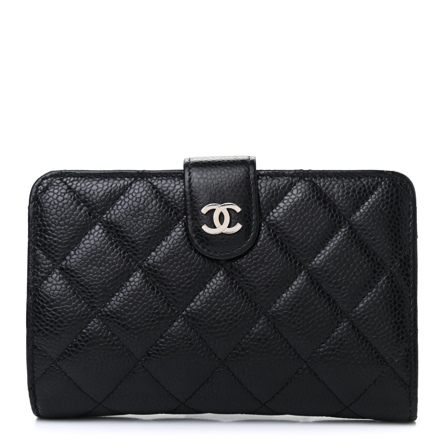 Caviar Quilted Zipped Pocket Wallet Black