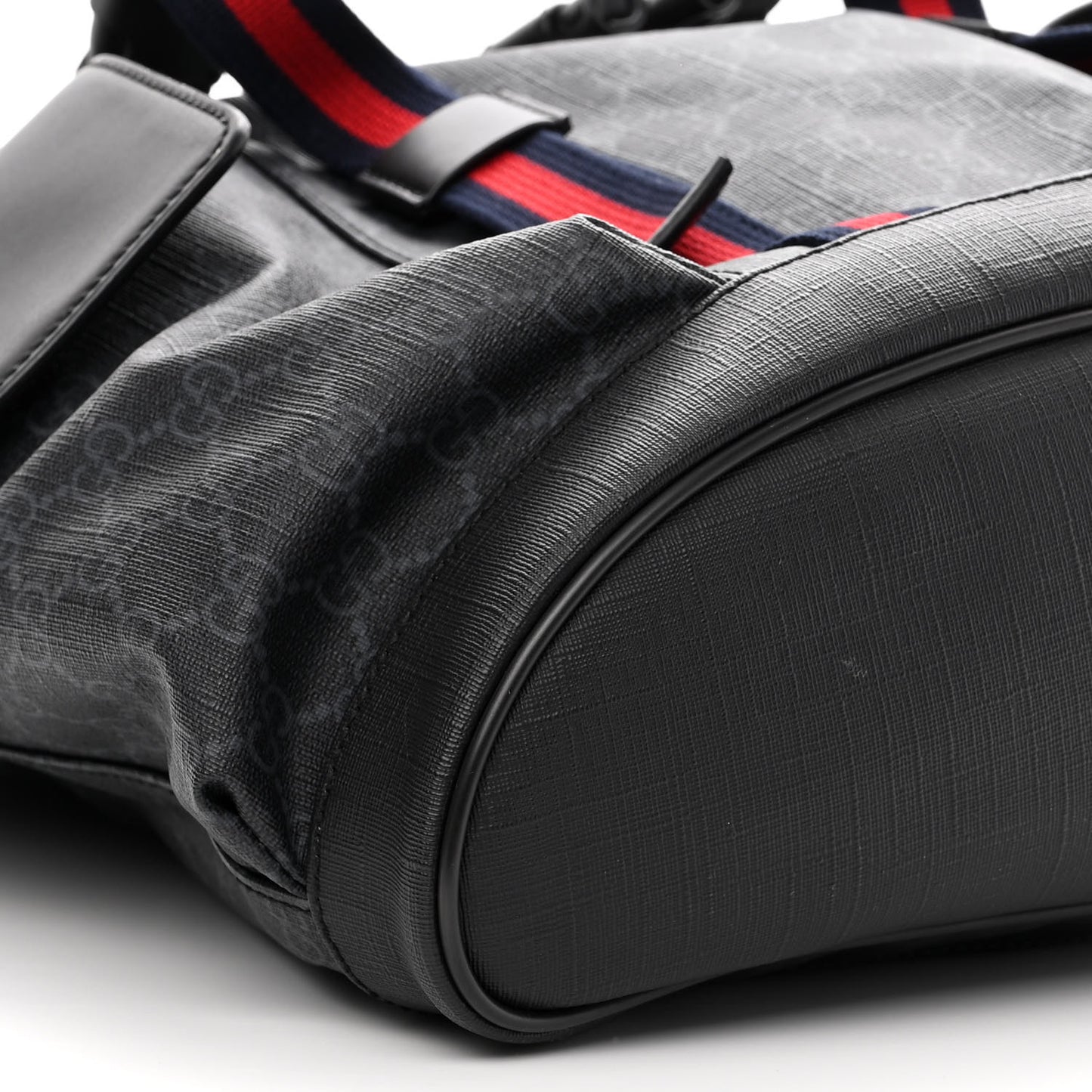 Soft GG Supreme Monogram Appia Calfskin Web Double Buckle Backpack Black