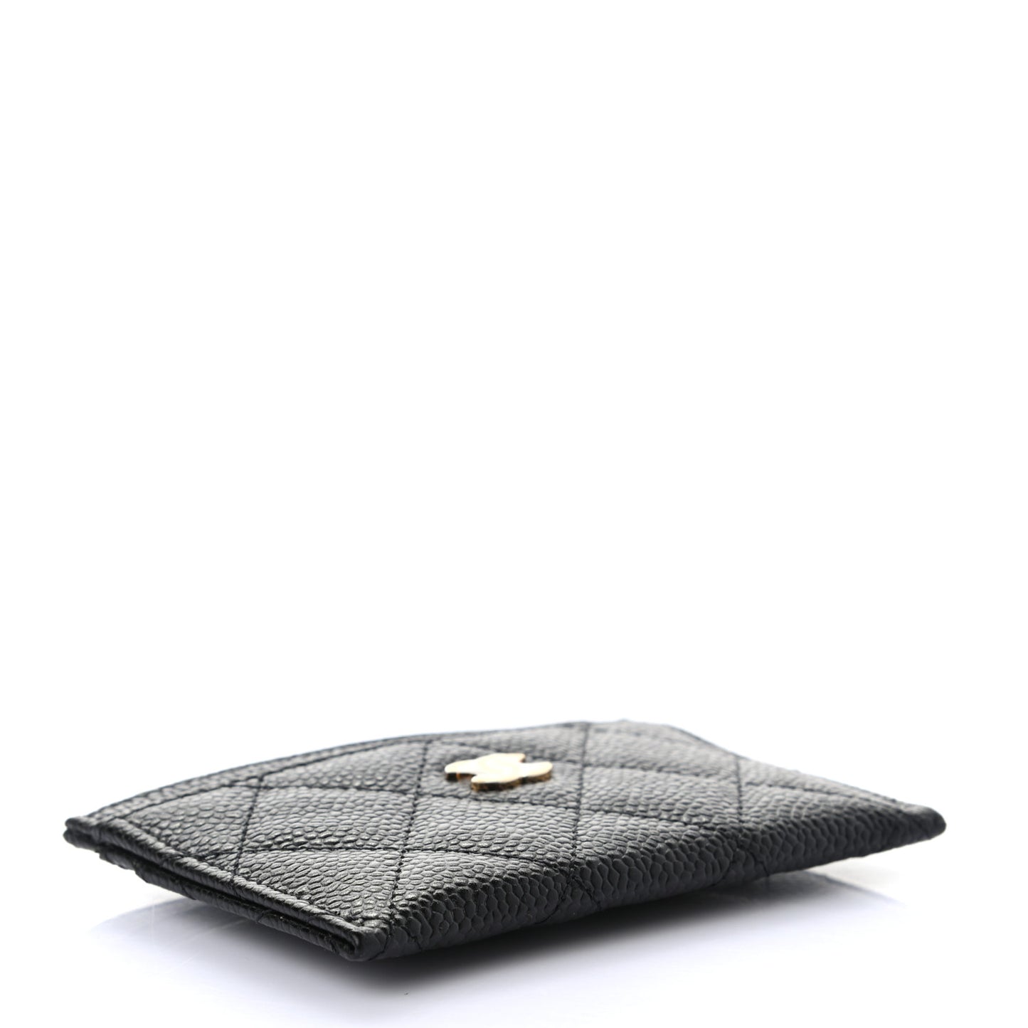 Caviar Quilted Card Holder Black