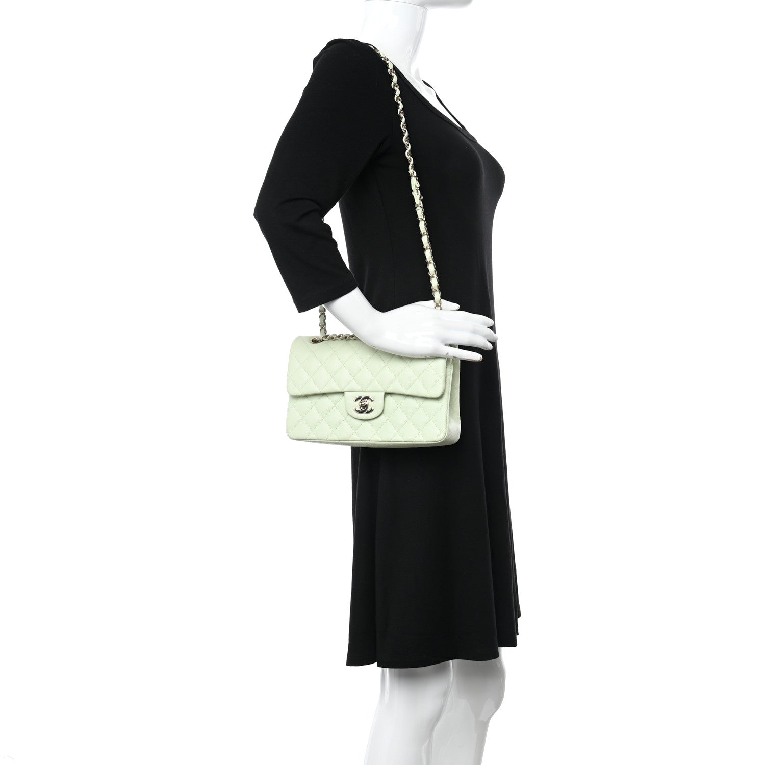 Chanel Caviar Quilted Small Double Flap Light Green 2 of 11