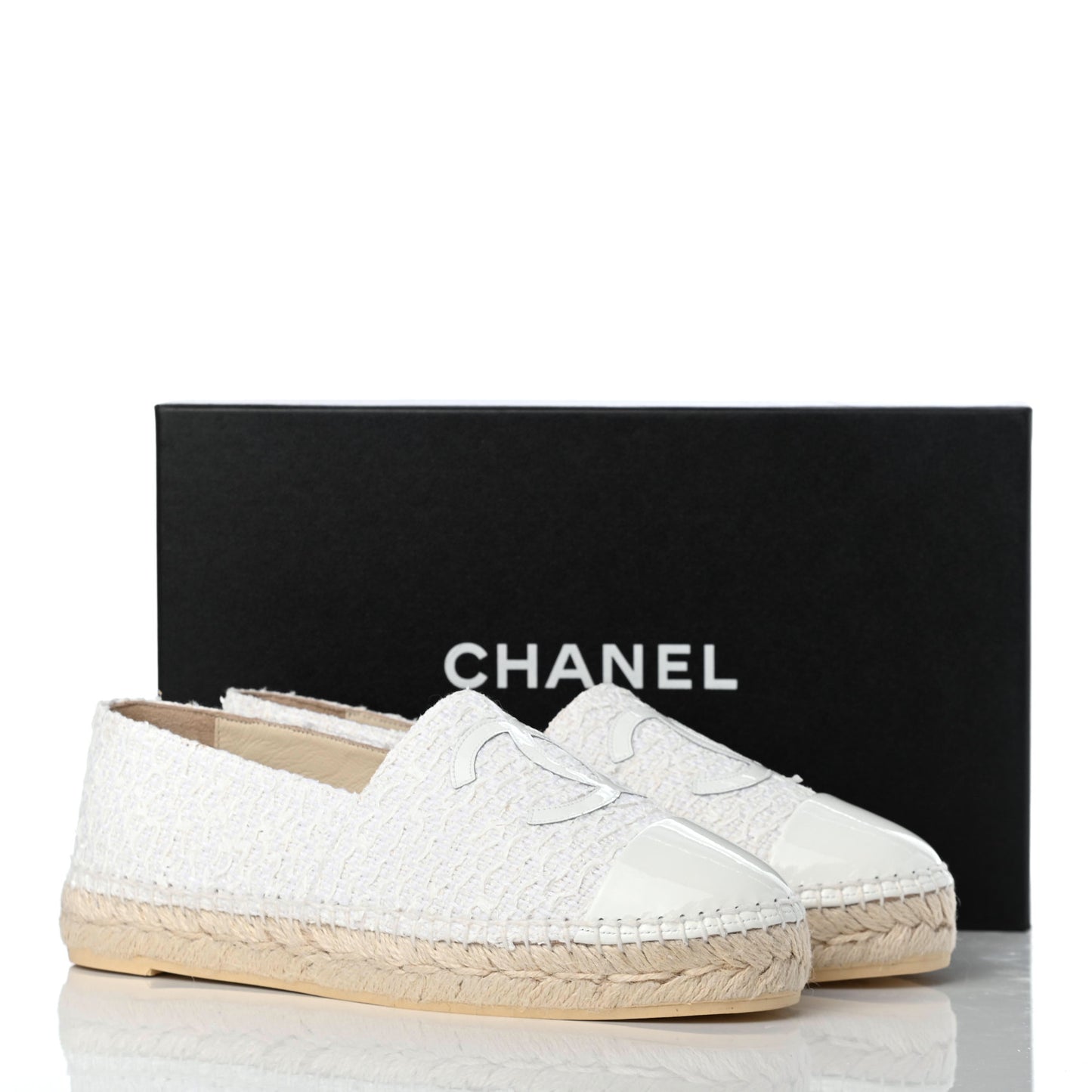Tweed Patent CC Espadrilles 38 White