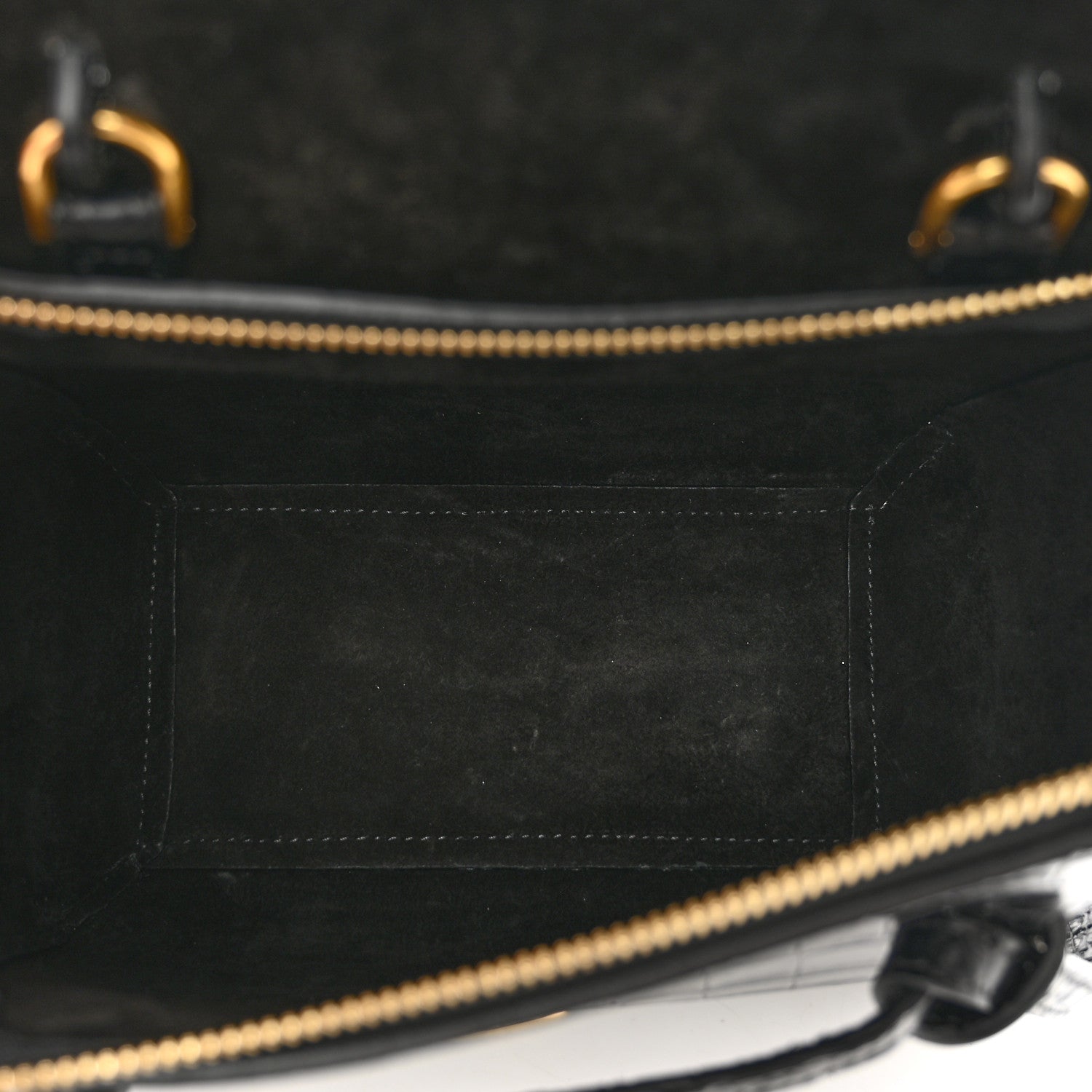 Celine Calfskin Crocodile Embossed Nano Belt Bag Black 6 of 10