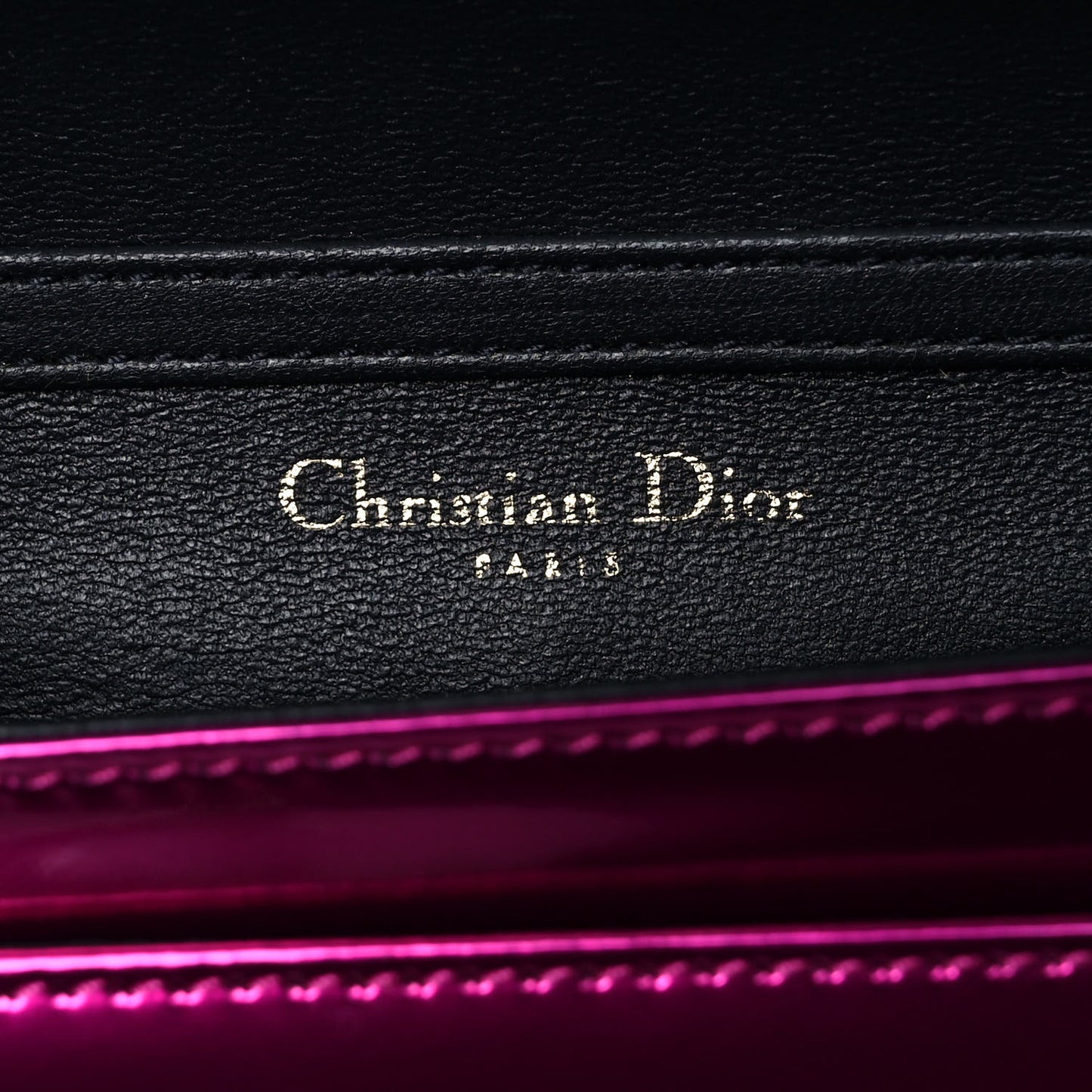 Patent Micro-Cannage Diorama Wallet on Chain Pouch Fuchsia